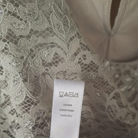 LOFT Lined Lace Overlay Shell Tank Blouse Taupe Gray with Silver accents sz S - Picture 4 of 5